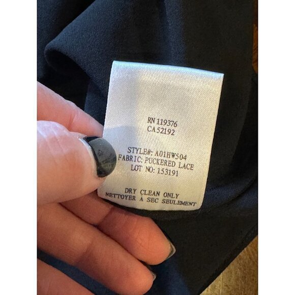 Helmut Lang Black Puckered Lace Detail Scoop Neck Short Cap Sleeve‎ Top Size M - Picture 10 of 10